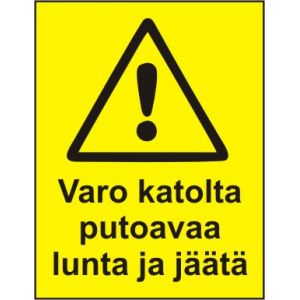 Varo katolta putoavaa lunta ja jäätä -kilpi